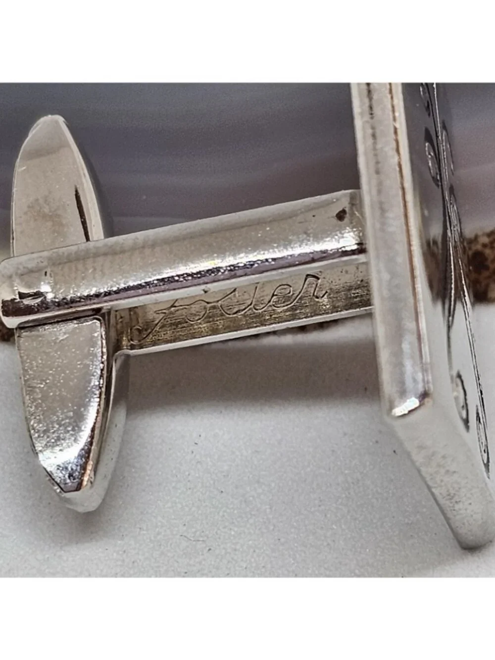Vintage FOSTER Silver Tone Swirl Cufflinks Men's Etched Jewelry